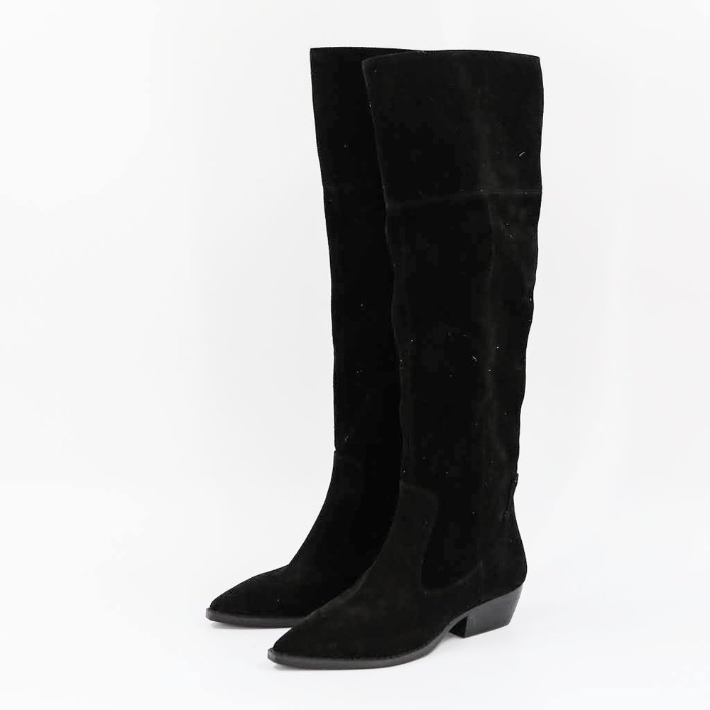 Marc Fisher Womens Oshi Black Suede Knee High Boot